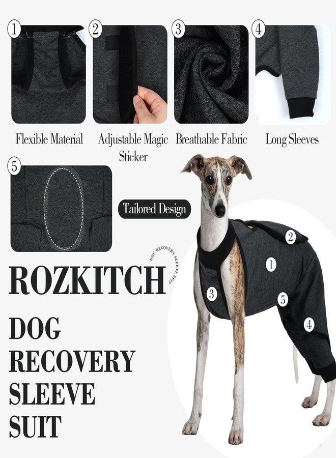 ROZKITCH Dog Surgery Leg Sleeve Rear Legs, Male Female Pet Prevent Licking Wound Elbow Knee Protector, Dog Recovery Suit Cone Collar Alternative Pants Shirt for Wound Heal Wrap Grey L - Image 2